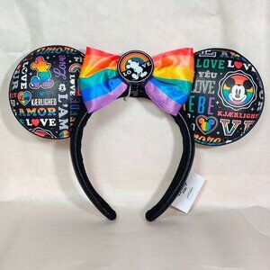 Disney Parks Gay Pride Ears Headband Mickey Minnie Removable Bow Love Rainbow
